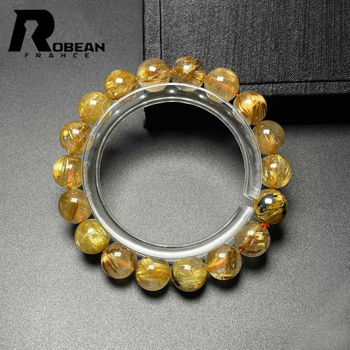 上級 EU製 定価10万円★ROBEAN・極!極満針ルチルクォーツ★ブレスレット パワーストーン 天然石 金運 お守り 10.8-11.1mm M1023835_画像2