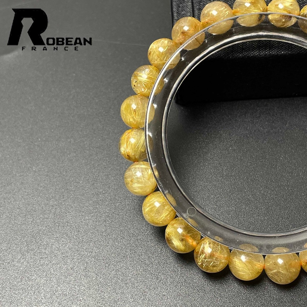 逸品 EU製 定価11万円★極!極満針ルチルクォーツ★ブレスレット パワーストーン 天然石 綺麗 金運 お守り 7.9-8.3mm M0709796_画像5