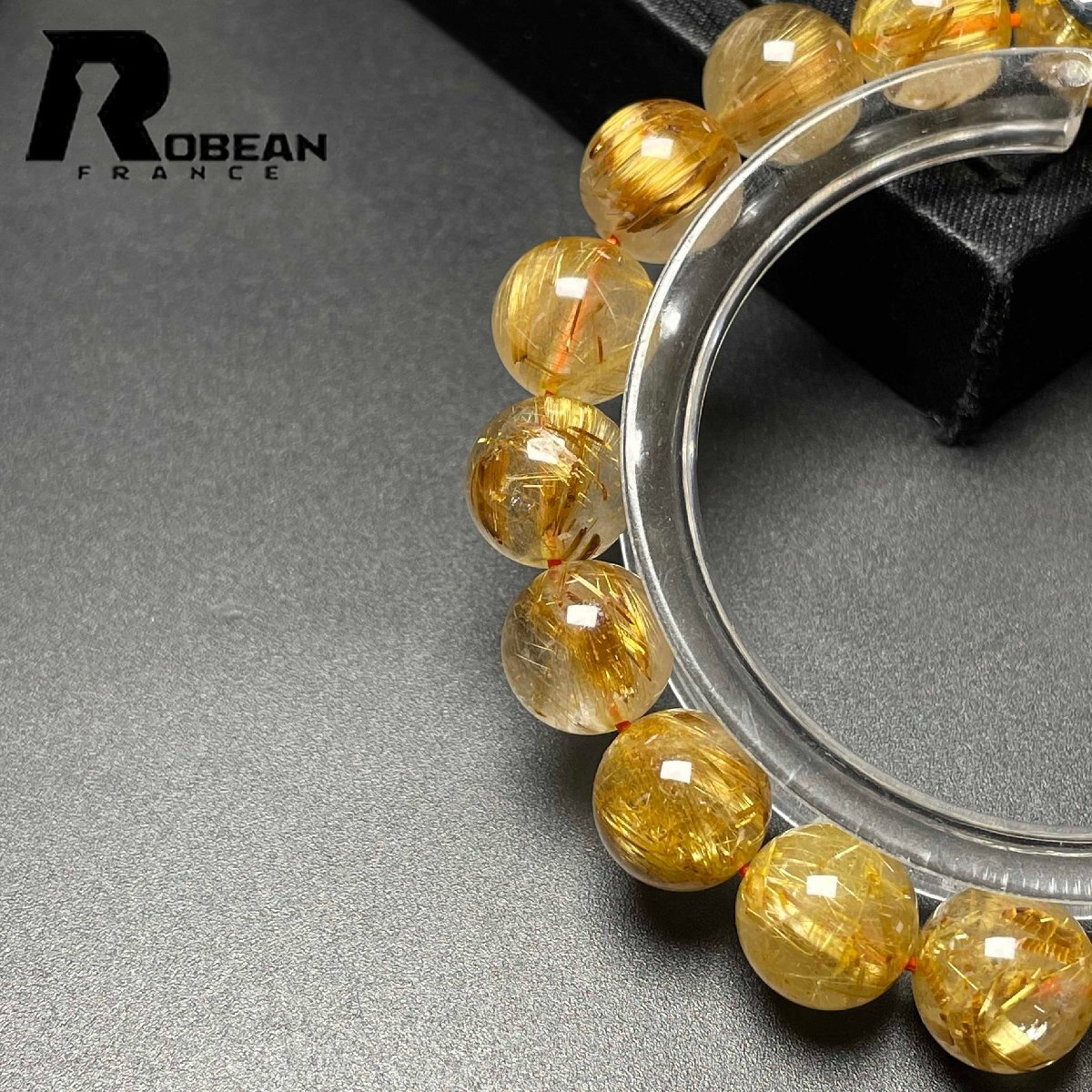 上級 EU製 定価10万円★ROBEAN・極!極満針ルチルクォーツ★ブレスレット パワーストーン 天然石 金運 お守り 10.8-11.1mm M1023835_画像4
