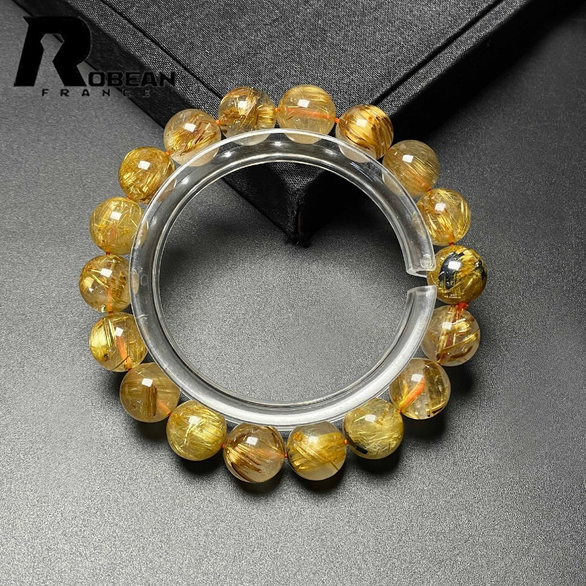 上級 EU製 定価10万円★ROBEAN・極!極満針ルチルクォーツ★ブレスレット パワーストーン 天然石 金運 お守り 10.8-11.1mm M1023835_画像3