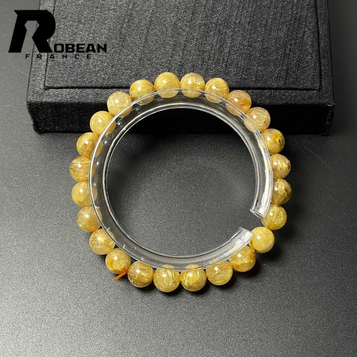 逸品 EU製 定価11万円★極!極満針ルチルクォーツ★ブレスレット パワーストーン 天然石 綺麗 金運 お守り 7.9-8.3mm M0709796_画像3