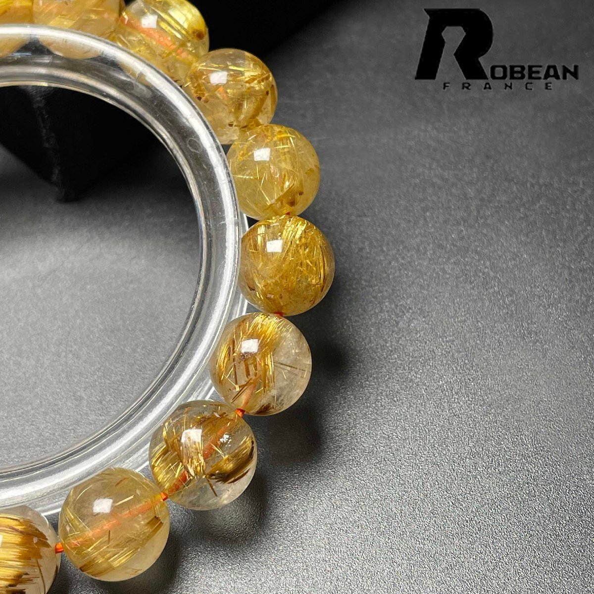 上級 EU製 定価10万円★ROBEAN・極!極満針ルチルクォーツ★ブレスレット パワーストーン 天然石 金運 お守り 10.8-11.1mm M1023835_画像7
