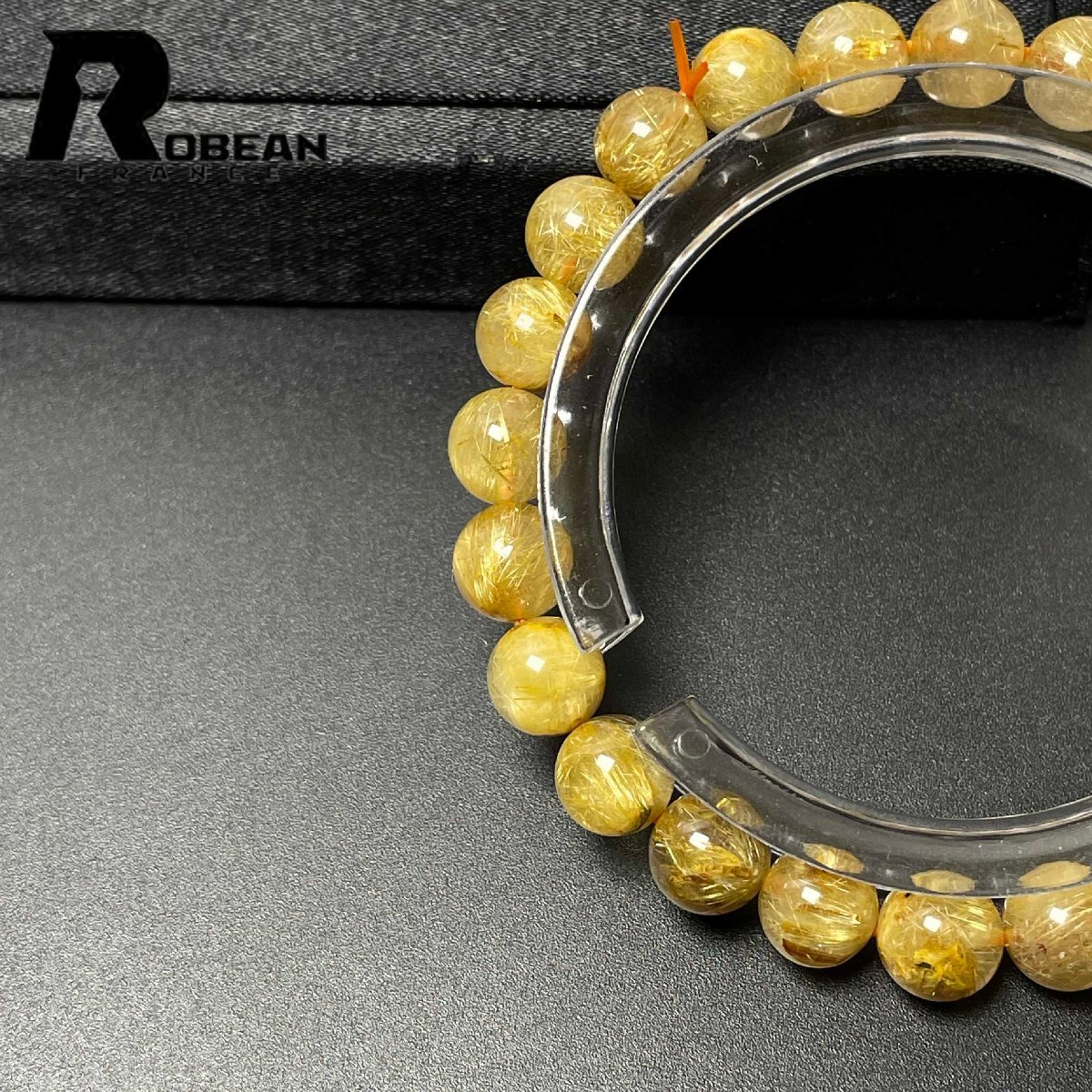 逸品 EU製 定価11万円★極!極満針ルチルクォーツ★ブレスレット パワーストーン 天然石 綺麗 金運 お守り 7.9-8.3mm M0709796_画像9