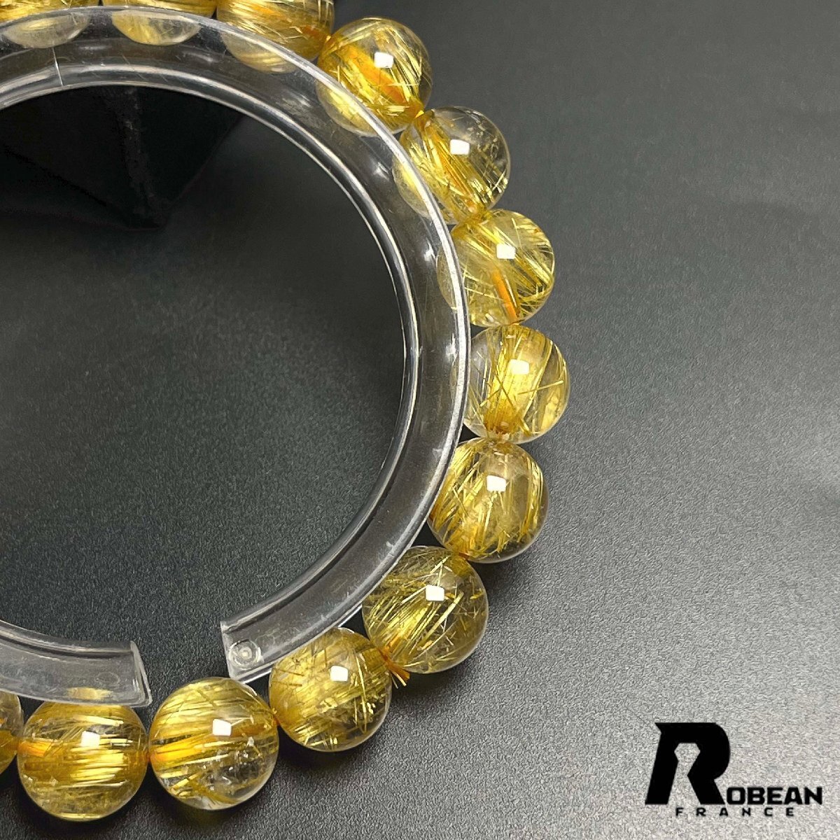 上級 EU製 定価49万円★ROBEAN・極!極満針ルチルクォーツ★ブレスレット パワーストーン 天然石 金運 お守り 9.9-10.3mm K0507683_画像7