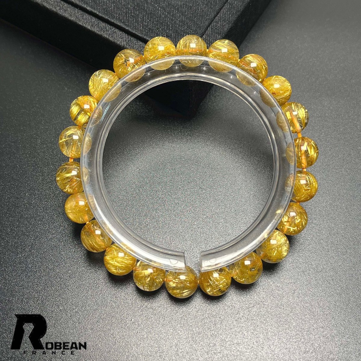 上級 EU製 定価21万円★ROBEAN・極!極満針ルチルクォーツ★ブレスレット パワーストーン 天然石 綺麗 金運 お守り 8.3-8.8mm K0331571_画像3