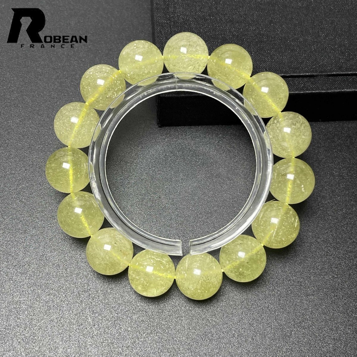 逸品 EU製 定価19万円★ROBEAN・リビアングラス★パワーストーン アクセサリー 天然石 幸運 高級 お守り 約14.2-14.4mm L0217072_画像1