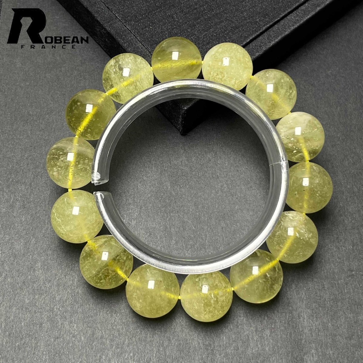 夢色 EU製 定価34万円★ROBEAN・リビアングラス★パワーストーン アクセサリー 天然石 幸運 高級 お守り 約16-16.3mm L0324276_画像1