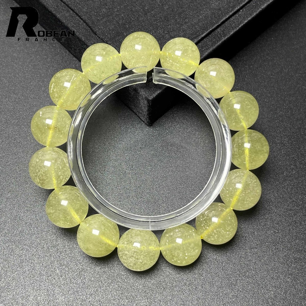 逸品 EU製 定価19万円★ROBEAN・リビアングラス★パワーストーン アクセサリー 天然石 幸運 高級 お守り 約14.2-14.4mm L0217072_画像2