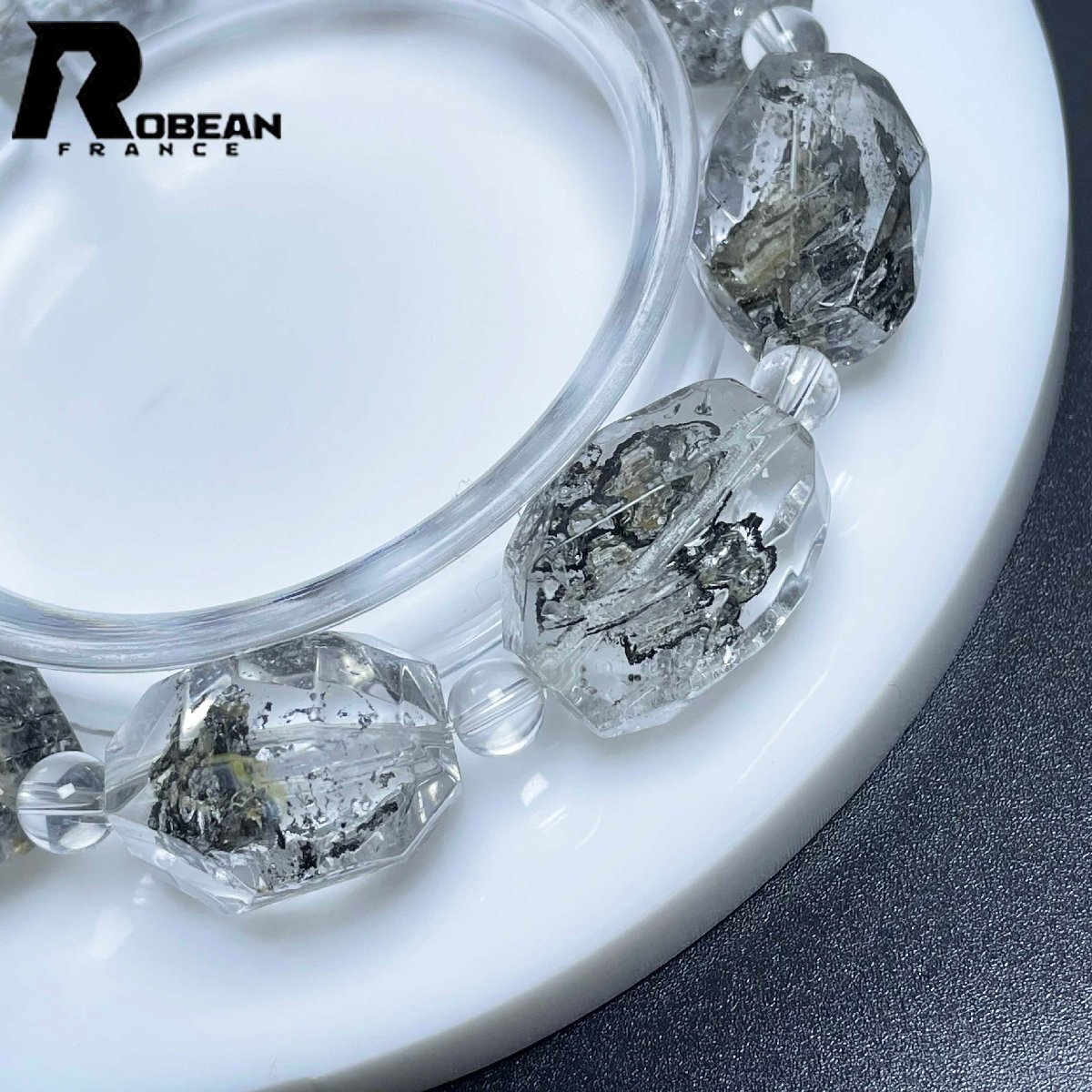 高級 EU製 定価23万円★ROBEAN・ハーキマーダイヤモンド★パワーストーン ブレスレット 天然石 原石 綺麗 お守り 20.2*14.2mm M0319591_画像4