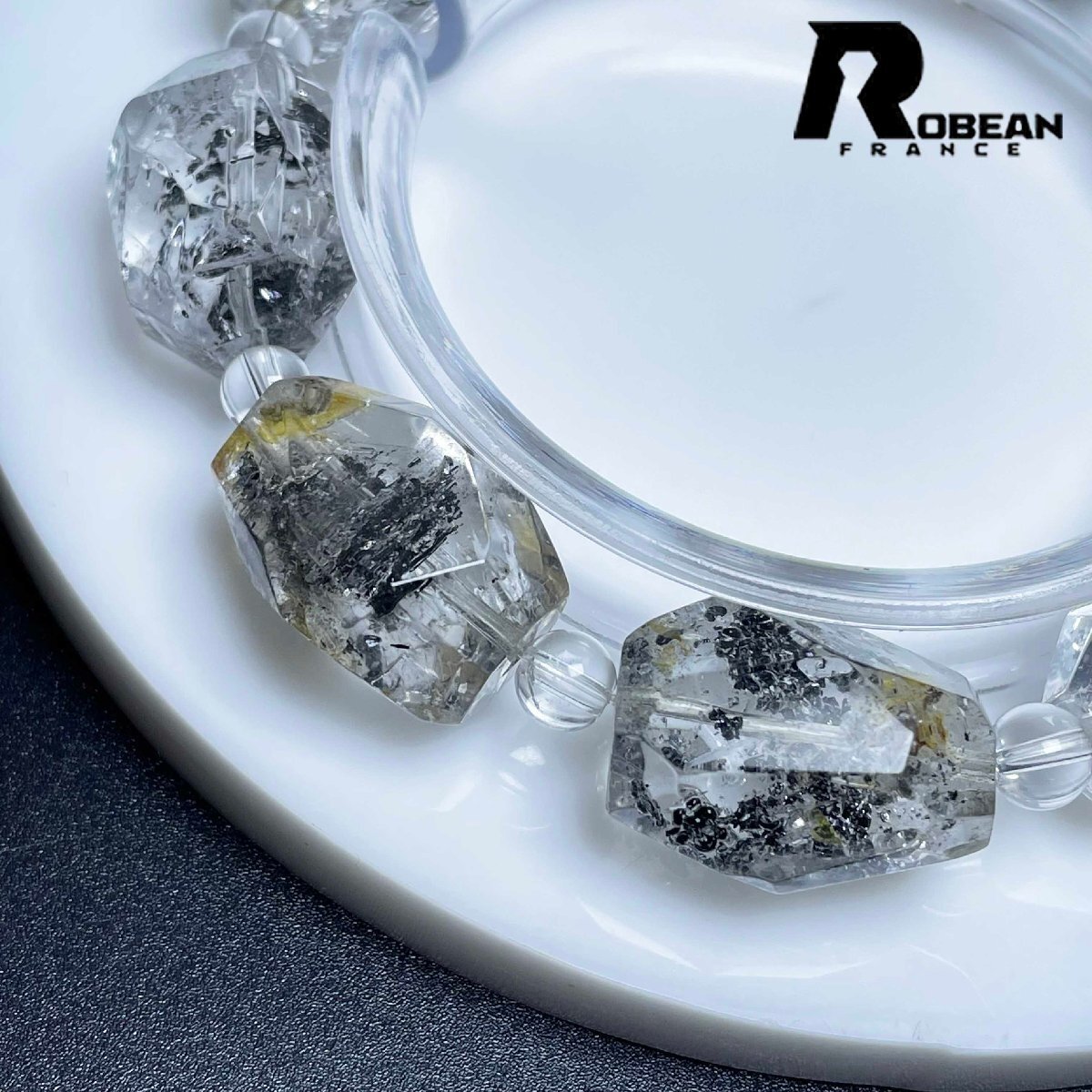 高級 EU製 定価23万円★ROBEAN・ハーキマーダイヤモンド★パワーストーン ブレスレット 天然石 原石 綺麗 お守り 20.2*14.2mm M0319591_画像5