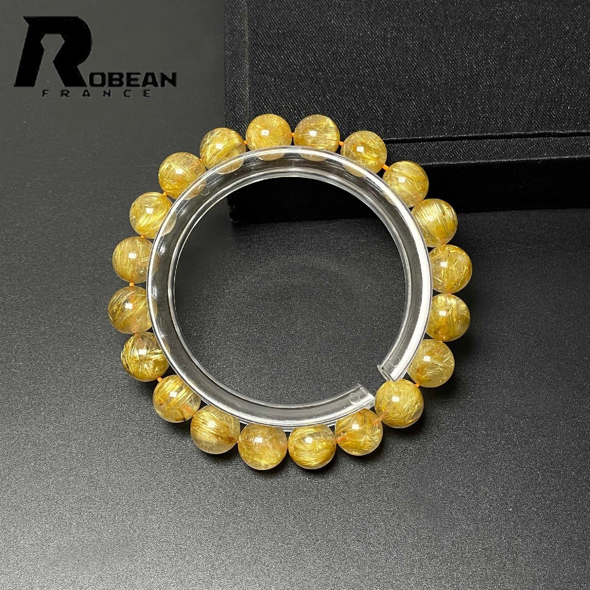 綺麗 EU製 定価19万円★ROBEAN・極!極満針ルチルクォーツ★ブレスレット パワーストーン 天然石 綺麗 金運 お守り 9.3-9.7mm M0716894_画像2