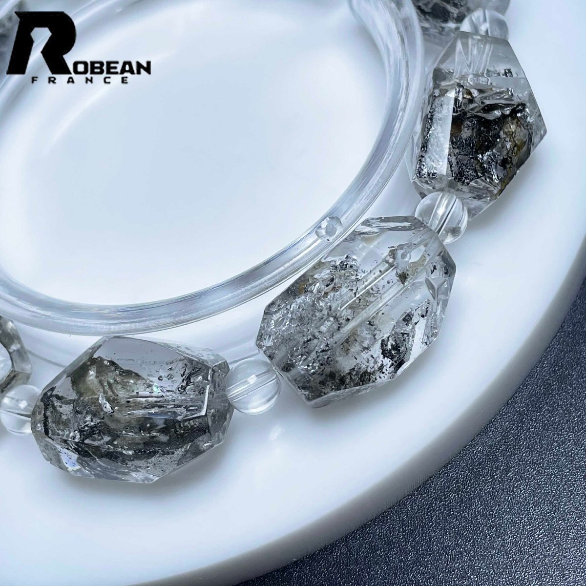 高級 EU製 定価23万円★ROBEAN・ハーキマーダイヤモンド★パワーストーン ブレスレット 天然石 原石 綺麗 お守り 20.2*14.2mm M0319591_画像6