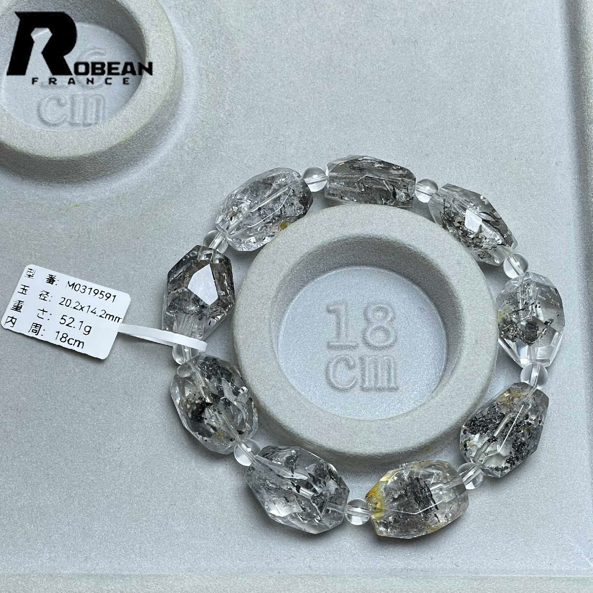 高級 EU製 定価23万円★ROBEAN・ハーキマーダイヤモンド★パワーストーン ブレスレット 天然石 原石 綺麗 お守り 20.2*14.2mm M0319591_画像9