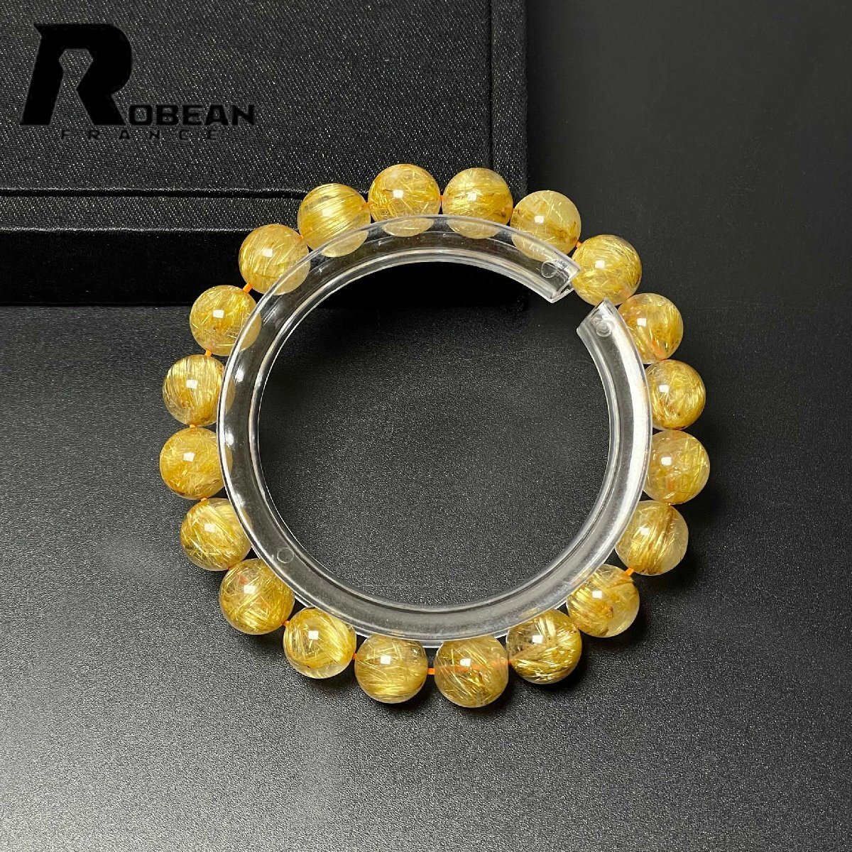綺麗 EU製 定価19万円★ROBEAN・極!極満針ルチルクォーツ★ブレスレット パワーストーン 天然石 綺麗 金運 お守り 9.3-9.7mm M0716894_画像1