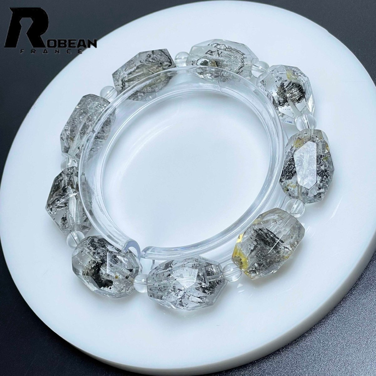 高級 EU製 定価23万円★ROBEAN・ハーキマーダイヤモンド★パワーストーン ブレスレット 天然石 原石 綺麗 お守り 20.2*14.2mm M0319591_画像2