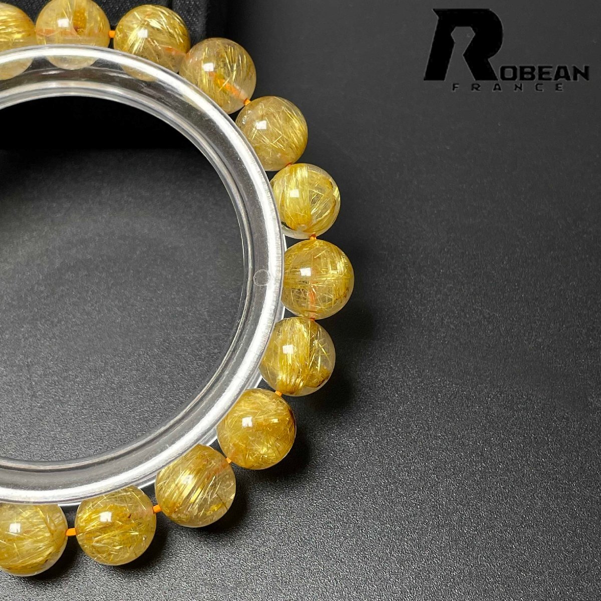 綺麗 EU製 定価19万円★ROBEAN・極!極満針ルチルクォーツ★ブレスレット パワーストーン 天然石 綺麗 金運 お守り 9.3-9.7mm M0716894_画像4
