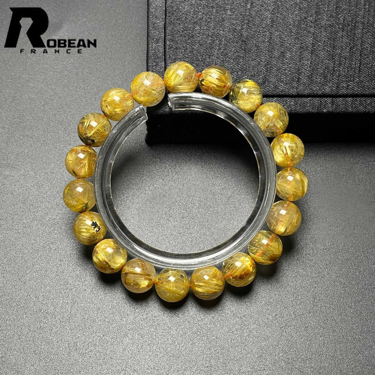 高級 EU製 定価10万円★ROBEAN・極!極満針ルチルクォーツ★ブレスレット パワーストーン 天然石 金運 お守り 9.8-10.3mm M1015732_画像3