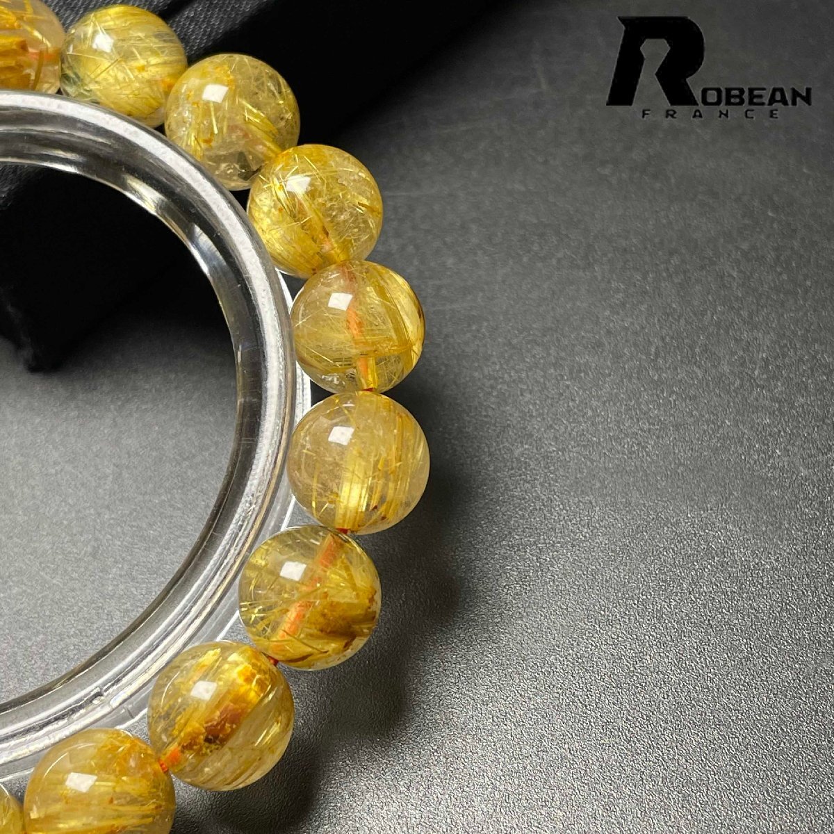 高級 EU製 定価10万円★ROBEAN・極!極満針ルチルクォーツ★ブレスレット パワーストーン 天然石 金運 お守り 9.8-10.3mm M1015732_画像8