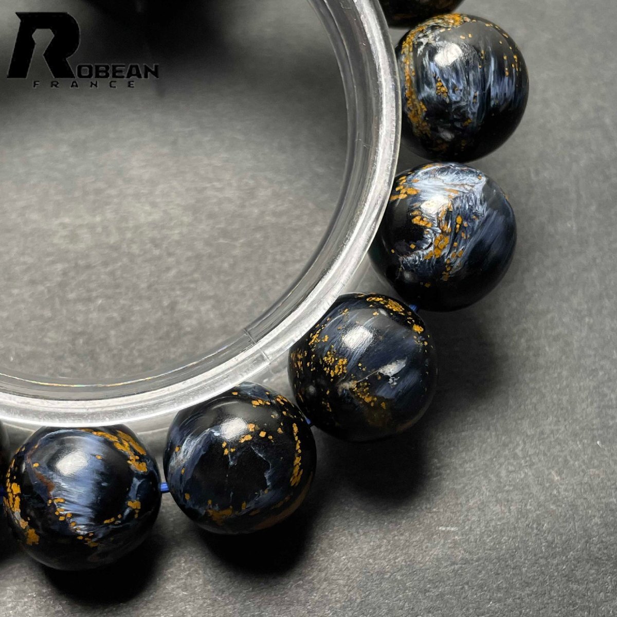 絶賛 EU製 定価50万円★ROBEAN・ピーターサイト★アクセサリー ブレスレット ブルー 天然石 お守り 約14.3-14.9mm D0217310_画像5