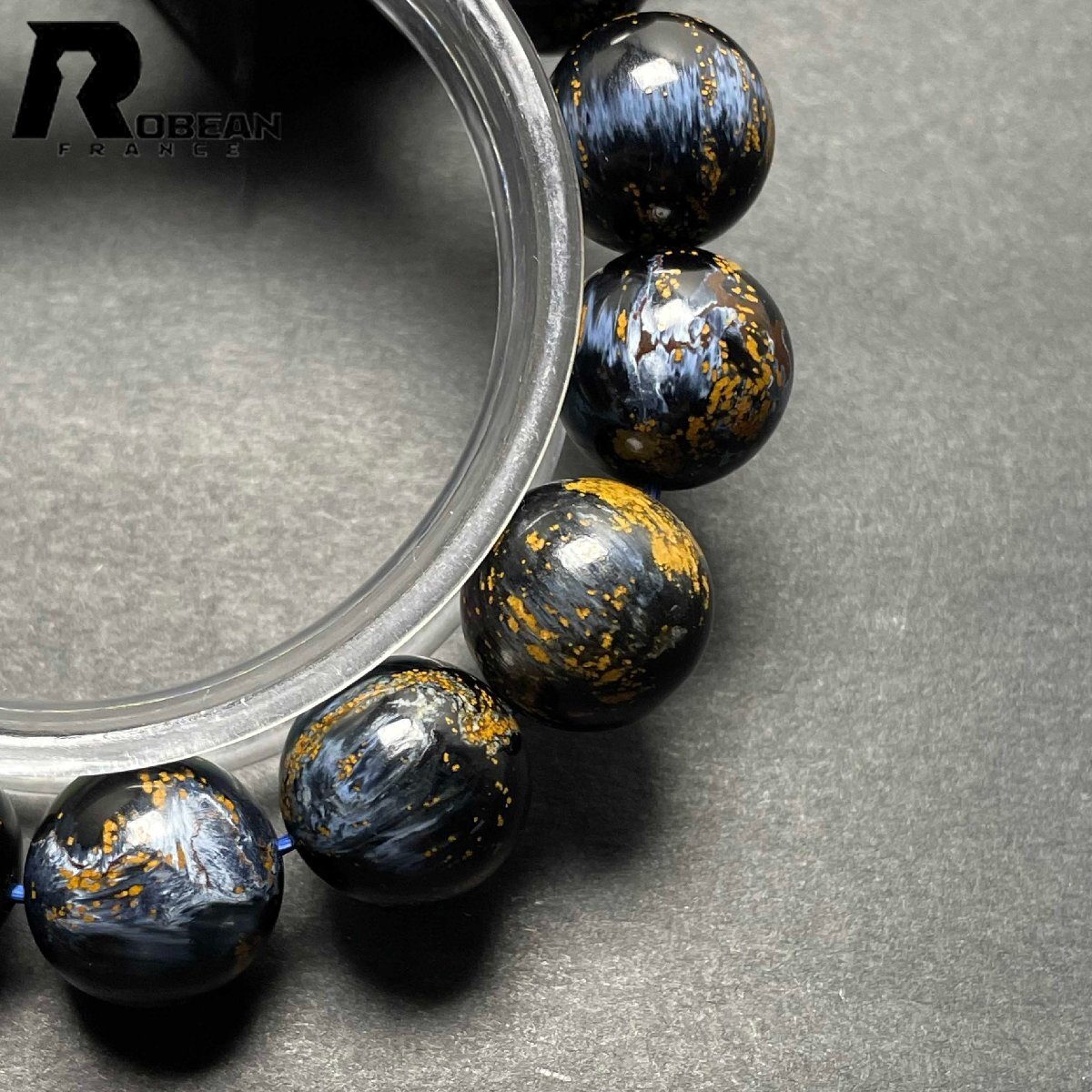 絶賛 EU製 定価50万円★ROBEAN・ピーターサイト★アクセサリー ブレスレット ブルー 天然石 お守り 約14.3-14.9mm D0217310_画像7