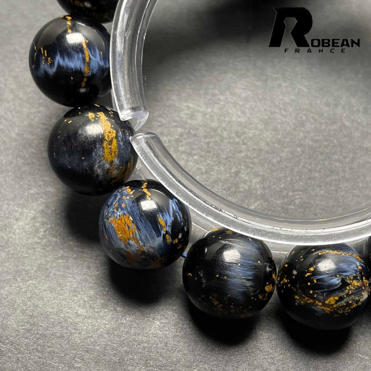 絶賛 EU製 定価50万円★ROBEAN・ピーターサイト★アクセサリー ブレスレット ブルー 天然石 お守り 約14.3-14.9mm D0217310_画像6