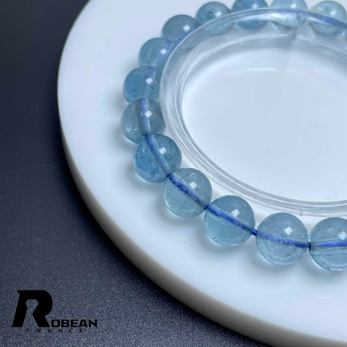 夢色 EU製 定価14万円★ROBEAN・ブルートパーズ★ブレスレット パワーストーン 天然石 綺麗 お守り 8.8-9.2mm M0428098_画像6
