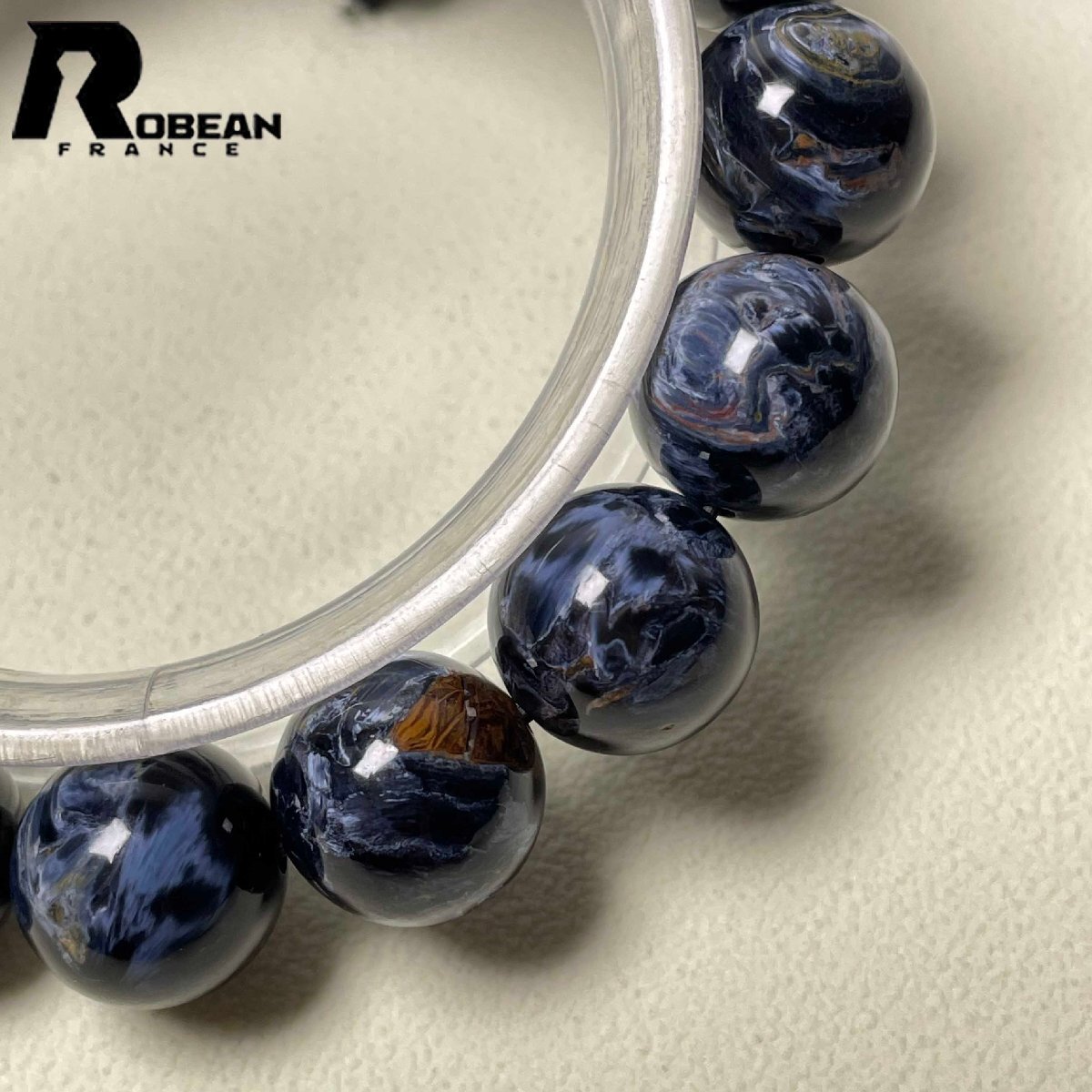 上級 EU製 定価50万円★ROBEAN・ピーターサイト★アクセサリー ブレスレット ブルー 天然石 お守り 約12.5-13mm D0113015_画像4