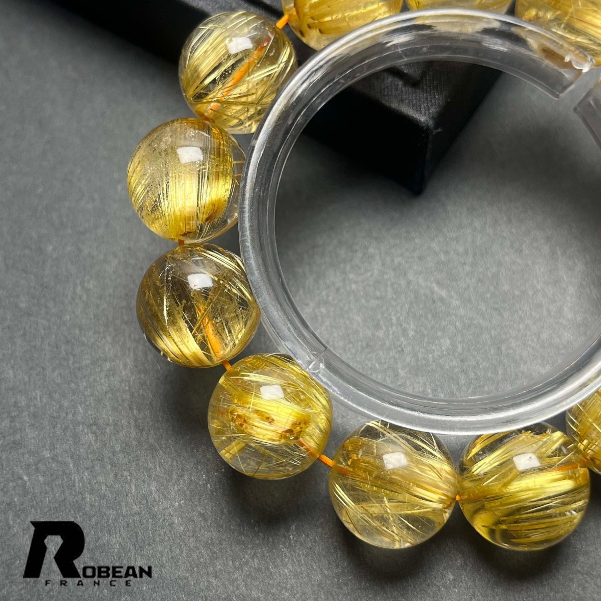 高級 EU製 定価470万円★ROBEAN・極!極満針ルチルクォーツ★ ブレスレット パワーストーン 天然石 金運 お守り 16.8-17.9mm D0328324_画像5