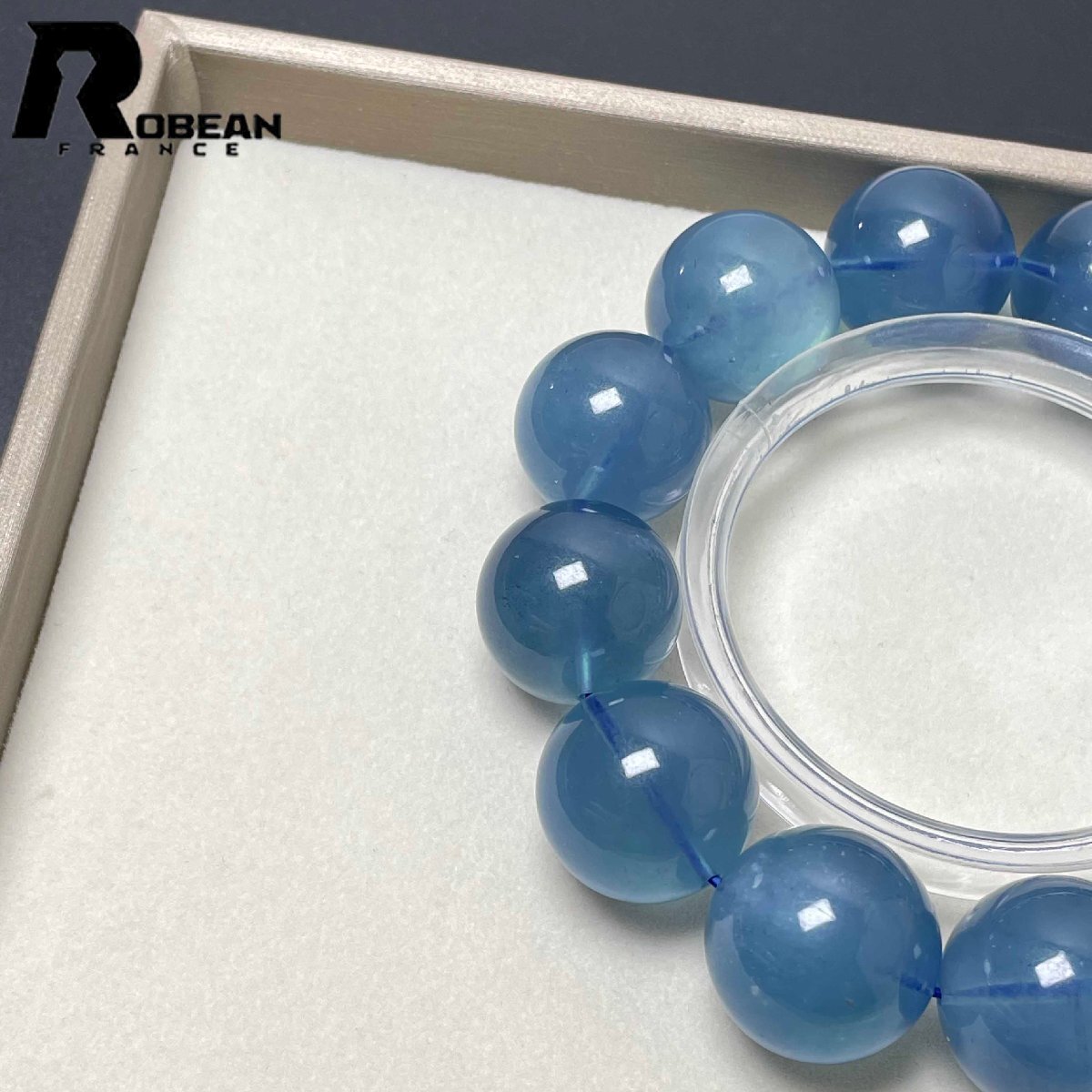 上品EU製 定価141万円★ROBEAN・スターブラックアクアマリン★パワーストーン ブレスレット 天然石 原石 綺麗 お守り 18.7-19.5mm D0516235_画像6