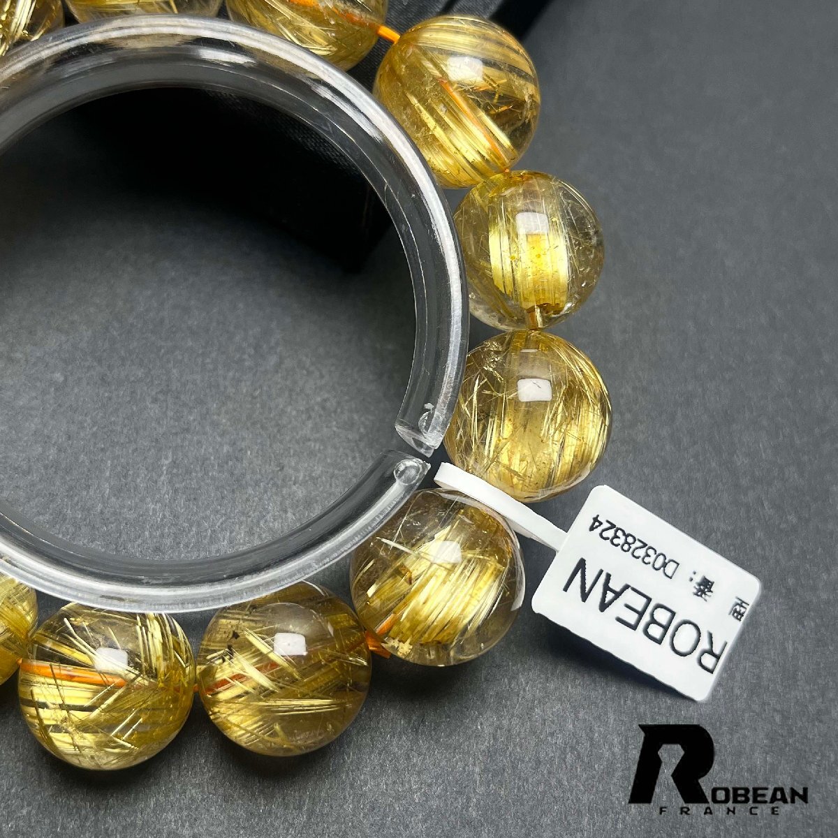 高級 EU製 定価470万円★ROBEAN・極!極満針ルチルクォーツ★ ブレスレット パワーストーン 天然石 金運 お守り 16.8-17.9mm D0328324_画像8