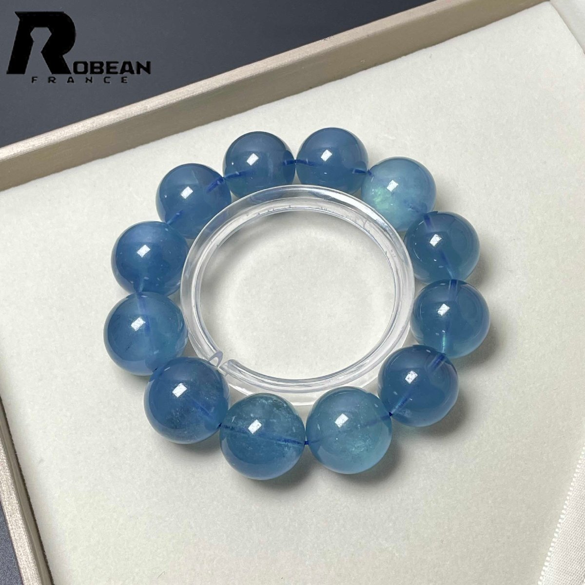 上品EU製 定価141万円★ROBEAN・スターブラックアクアマリン★パワーストーン ブレスレット 天然石 原石 綺麗 お守り 18.7-19.5mm D0516235_画像2
