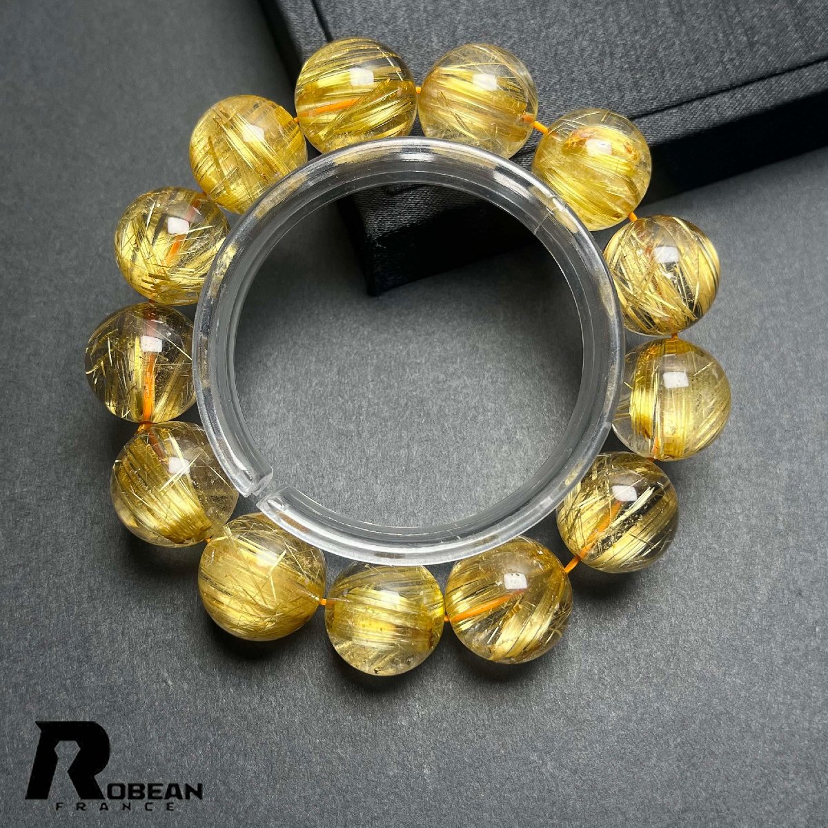 高級 EU製 定価470万円★ROBEAN・極!極満針ルチルクォーツ★ ブレスレット パワーストーン 天然石 金運 お守り 16.8-17.9mm D0328324_画像2