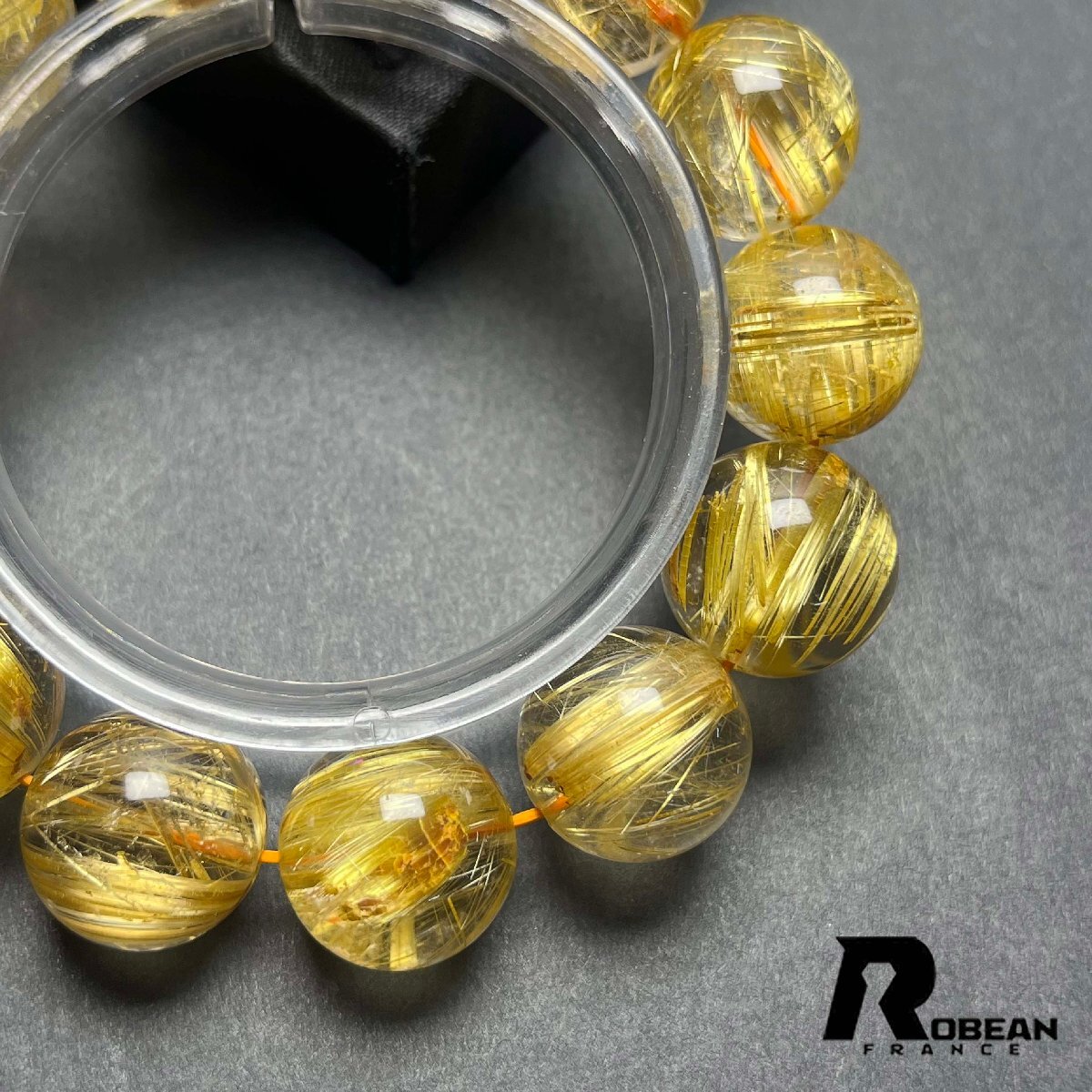 高級 EU製 定価470万円★ROBEAN・極!極満針ルチルクォーツ★ ブレスレット パワーストーン 天然石 金運 お守り 16.8-17.9mm D0328324_画像4