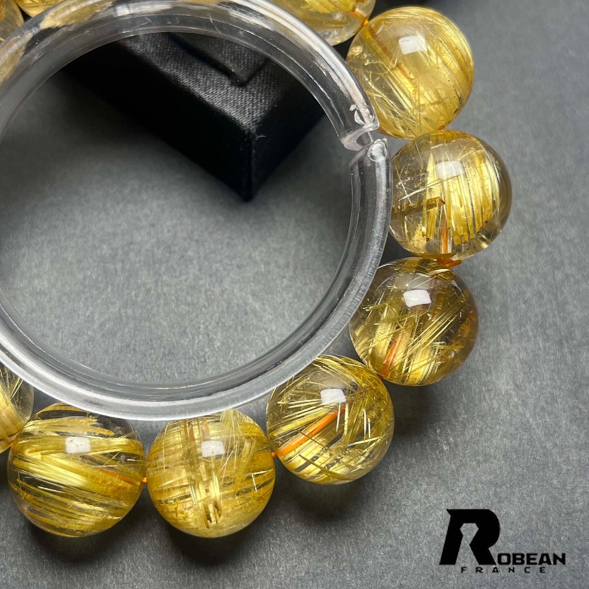 高級 EU製 定価470万円★ROBEAN・極!極満針ルチルクォーツ★ ブレスレット パワーストーン 天然石 金運 お守り 16.8-17.9mm D0328324_画像6