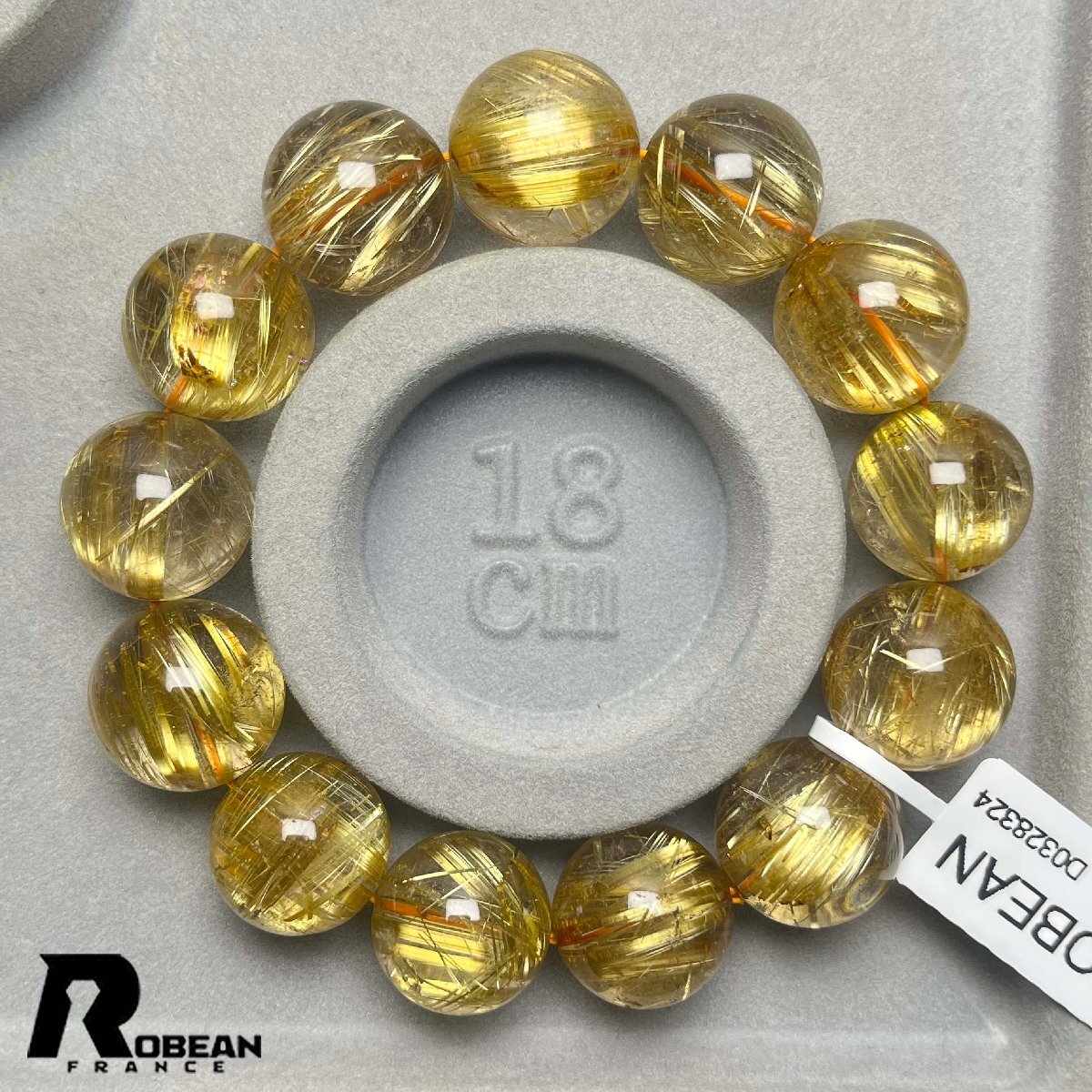 高級 EU製 定価470万円★ROBEAN・極!極満針ルチルクォーツ★ ブレスレット パワーストーン 天然石 金運 お守り 16.8-17.9mm D0328324_画像9