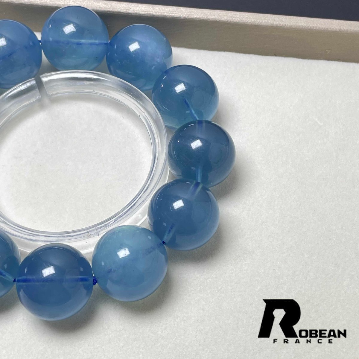 上品EU製 定価141万円★ROBEAN・スターブラックアクアマリン★パワーストーン ブレスレット 天然石 原石 綺麗 お守り 18.7-19.5mm D0516235_画像5