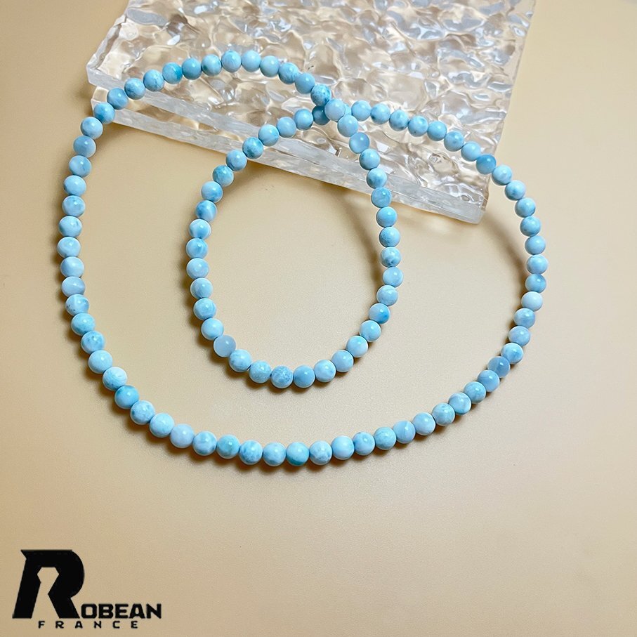 高級 EU製 定価21万円★ROBEAN・ドミニカ共和国産のラリマー★3本巻きブレスレット パワーストーン 天然石 開運 金運 約5.7-5.9mm K0724003_画像3