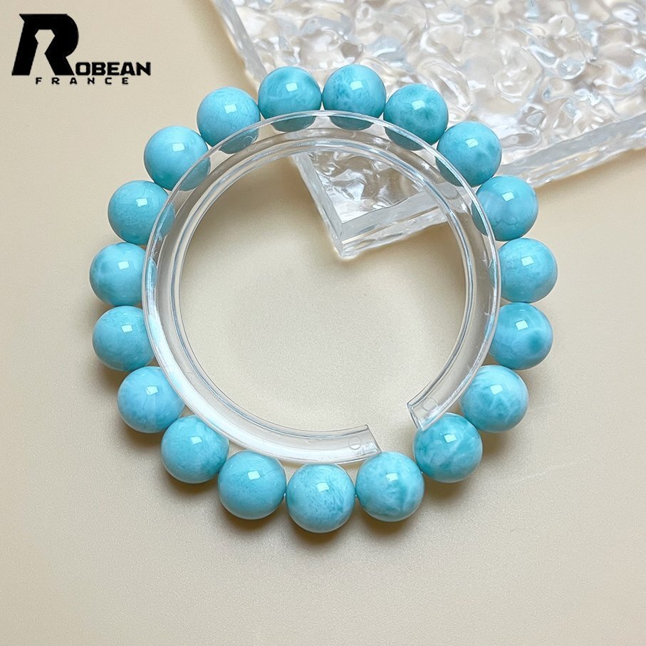 綺麗 EU製 定価19万円★ROBEAN・ドミニカ共和国産のラリマー★パワーストーン ブレスレット 天然石 開運 金運 綺麗 約10.8mm K0221418_画像2