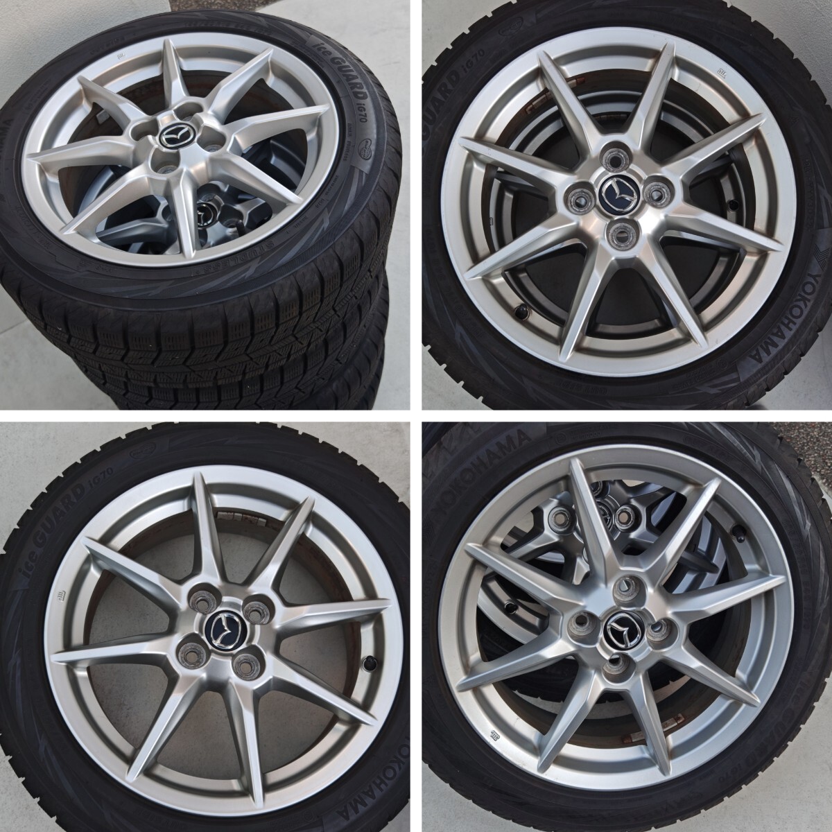 MAZDA マツダ ND系 ロードスター 純正 16インチホイール シルバー 2022年 スタッドレスタイヤ ヨコハマ iG70 195/50R16 　南470_画像2
