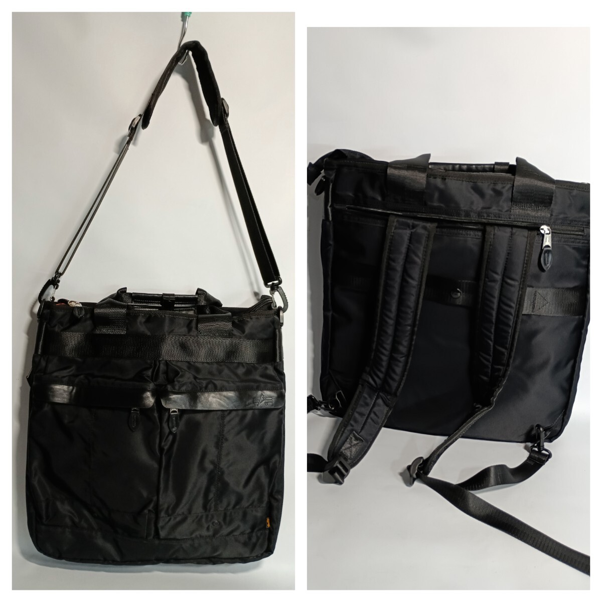 未使用？　ALPHA INDUSTRIES アルファインダストリーズ　3WAY タンカース　ヘルメットバッグ　/ ショルダーバッグ　/ リュックサック　黒_画像1