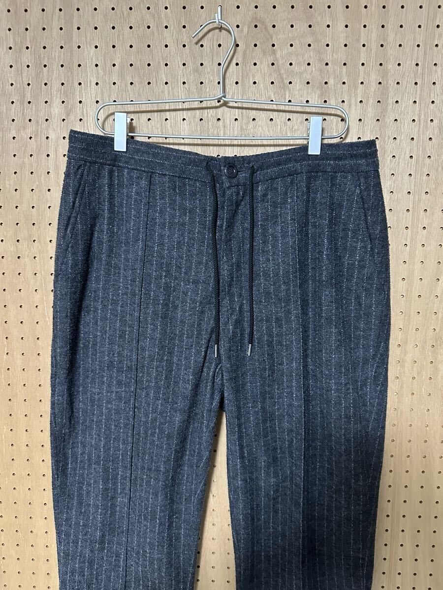 melple ウールイージーパンツ メイプル イージースラックス ストライプ グレー_画像3