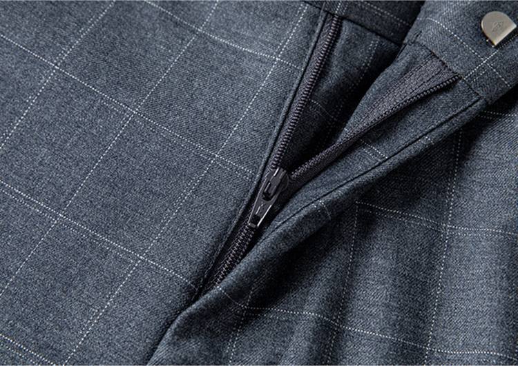 P767-M 新品ベスト付きスーツ 3ピーススーツ メンズ ウール混 セットアップスーツ 格子柄 ビジネススーツ ウエスト調節可能 スラックス/灰_画像8