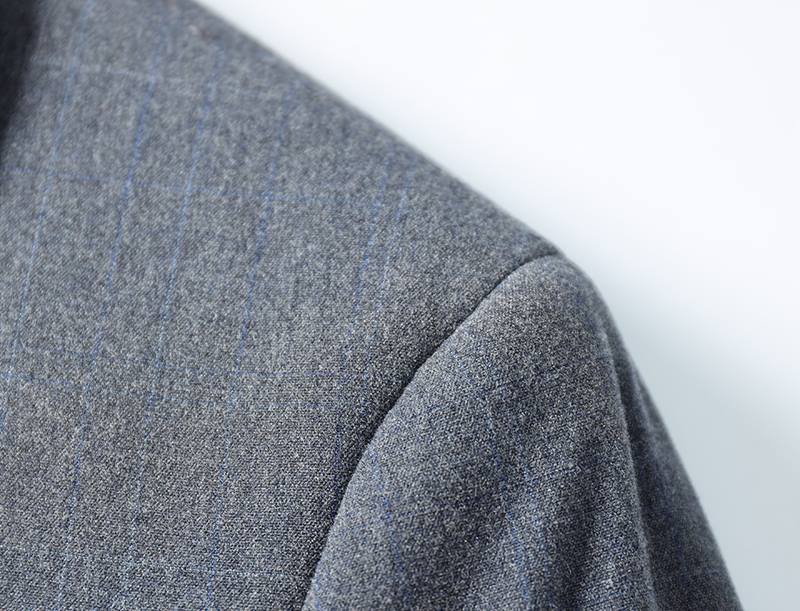 P638-2XL 新品 ウール混 セットアップスーツ メンズ 秋冬 厚手 ビジネススーツ 上下セット フォーマル ウエスト調節可能 スラックス/灰_画像4