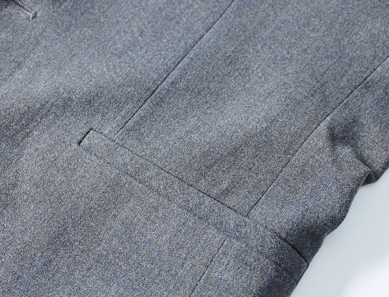 P638-2XL 新品 ウール混 セットアップスーツ メンズ 秋冬 厚手 ビジネススーツ 上下セット フォーマル ウエスト調節可能 スラックス/灰_画像5