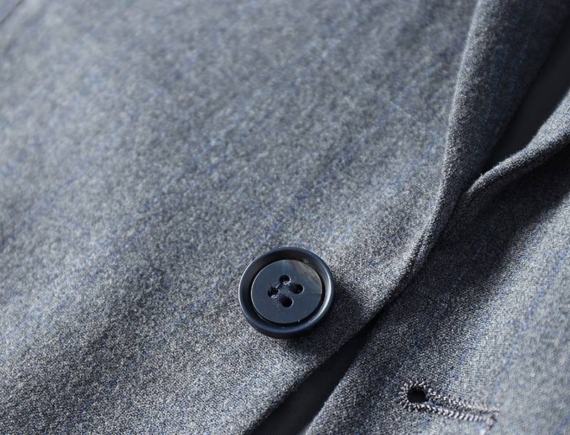 P638-2XL 新品 ウール混 セットアップスーツ メンズ 秋冬 厚手 ビジネススーツ 上下セット フォーマル ウエスト調節可能 スラックス/灰_画像6