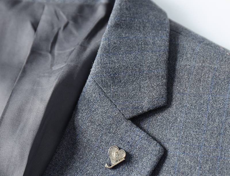 P638-2XL 新品 ウール混 セットアップスーツ メンズ 秋冬 厚手 ビジネススーツ 上下セット フォーマル ウエスト調節可能 スラックス/灰_画像3