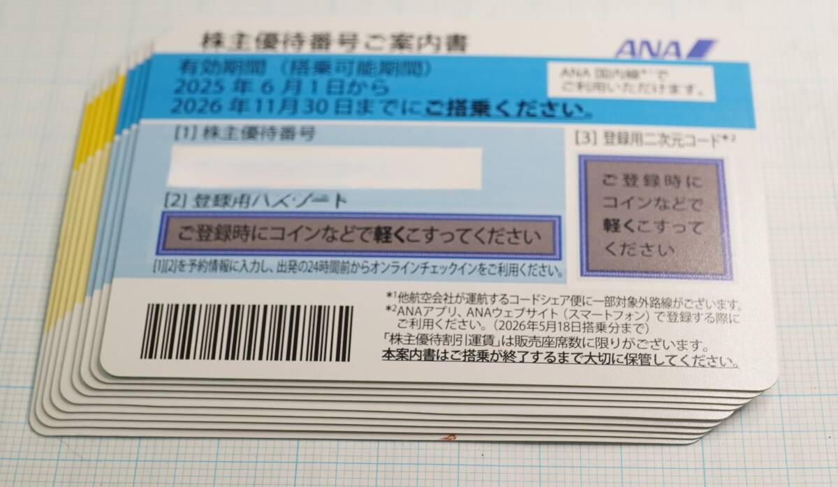 ANA株主優待券　9枚　大網てんとう虫　662-2_画像1