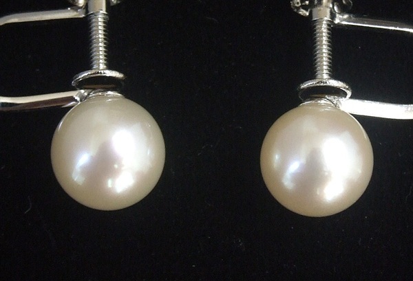 * наличие большой ликвидация! супер выгода цена!#..* глянец. красивый книга@ жемчуг!* 7.5mm *... белый серьги * Hattori Seiko *