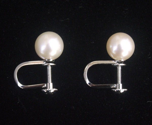 * наличие большой ликвидация! супер выгода цена!#..* глянец. красивый книга@ жемчуг!* 7.5mm *... белый серьги * Hattori Seiko *