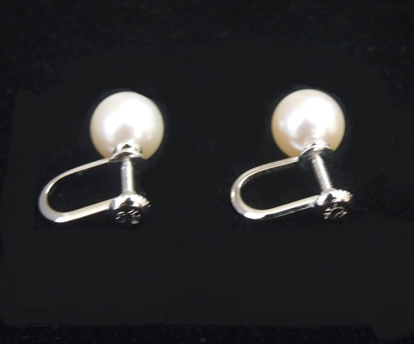 * наличие большой ликвидация! супер выгода цена!#..* глянец. красивый книга@ жемчуг!* 7.5mm *... белый серьги * Hattori Seiko *